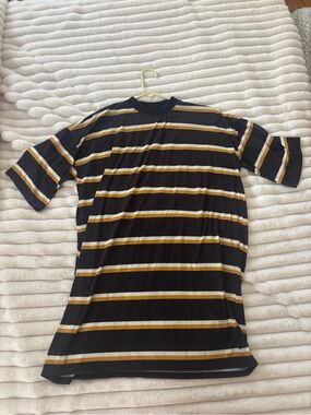 Black and yellow stripe t shirt dress